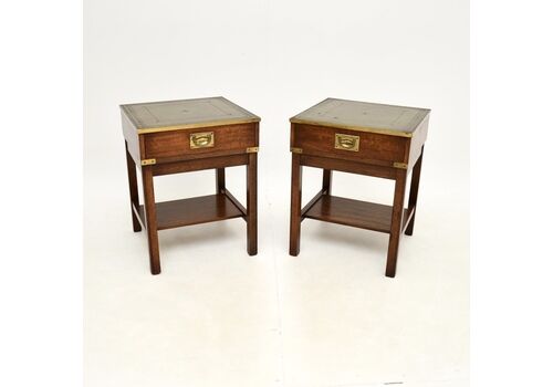 Pair Of Antique Military Campaign Style Mahogany Side Tables