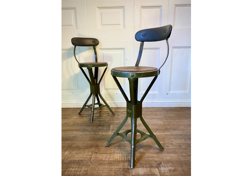 1 Of 2 Vintage Evertaut Machinist Factory Work  Bar Stool Industrial Chair
