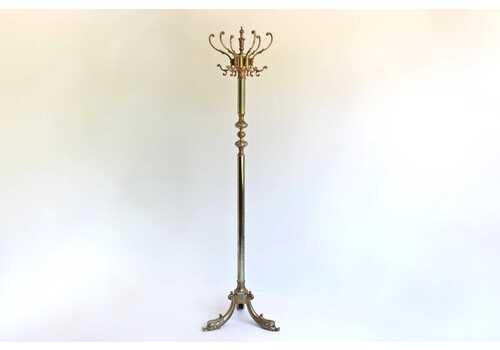 Hollywood Regency 60s Ornate Hall Tree | Aged Patina Coat Rack | Vintage Italian Style Silver Gold Floor Stand