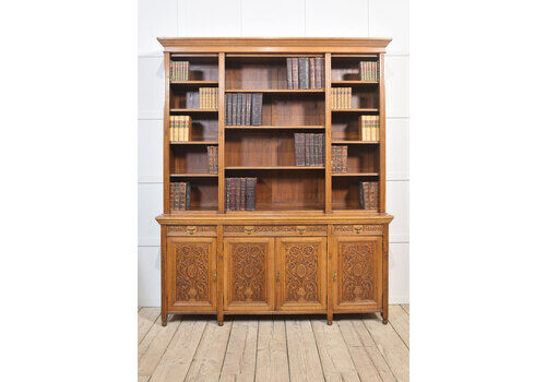 Large Carved Oak Bookcase, 1800s