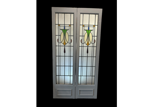Art Deco French Doors Room Dividers Stained Glass Old Period Reclaimed Antique