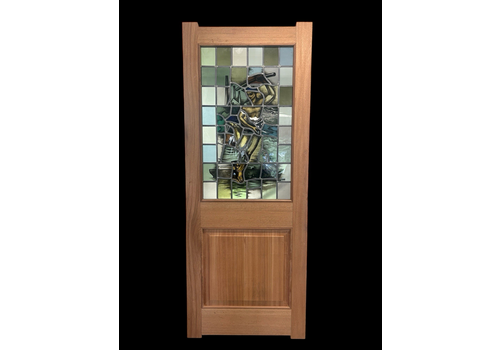 Hand Painted Stained Glass Front Door Antique Reclaimed Restored Wood Leaded Old