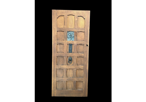 Oak Front Door Old Antique Period Reclaimed Glass Cast Iron Refurb Wood Salvaged
