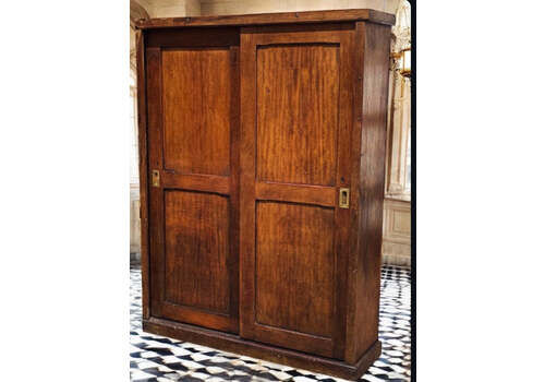 Edwardian Shop Cupboard With Pigeon Holes And Shelving. Sliding Doors.