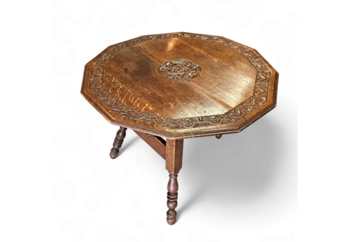 Antique Tripot Carved Folding Table / Netherlands / Oak /19th Century Circa 1880.