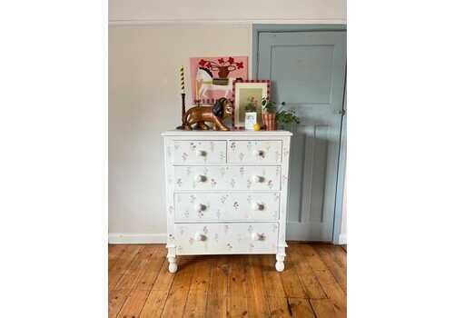 Hand Painted Floral Chest Of Drawers – Antique, Whimsical & One Of A Kind