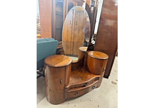 1930s Art Deco Shrager Brothers Dressing Table – Walnut Kidney Design, Rare