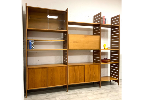 Vintage Staples Ladderax 3 Bay Modular Shelving Unit System Bookcase Teak 60s /1