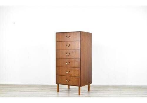Midcentury Meredew Tallboy  Chest Of Drawers In Walnut. Vintage Modern Scandinavian Retro  Danish Style