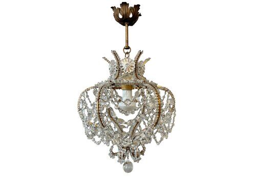 Set Of 4 Italian Florentine "Birdcage" Crystal Chandeliers