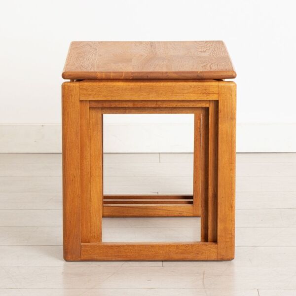 Midcentury Solid Teak Nest Of Tables C.1970 photo for sale