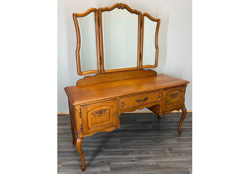 Vintage Dressing Table With Mirror French Oak Louis Vanity Table Makeup Lot 3567