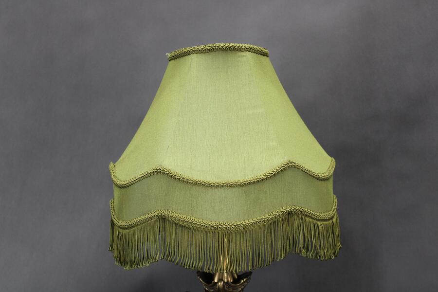 1940s Restored Brass And Marble Table Lamp With Fabric Shade photo furniture