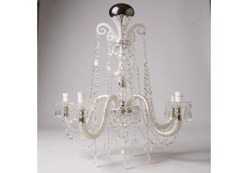 Prism Chandelier   Five Glass Arms   Electric   Circa 1890 Good Condition