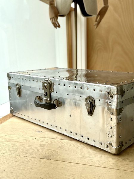 Vintage Mid Century Aluminium Trunk/Footlocker Made In Hong Kong 1940’s photo furniture