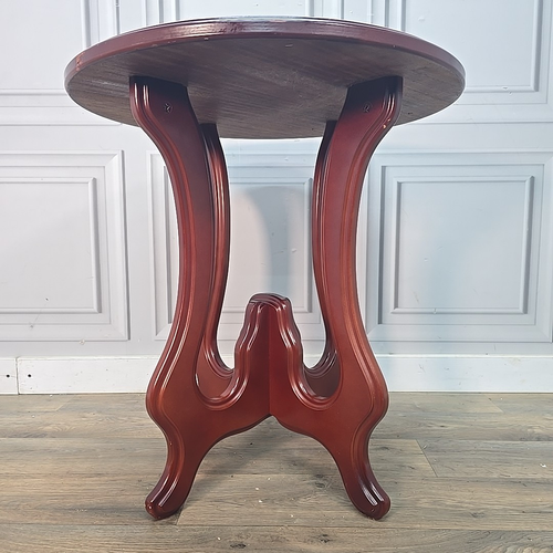 Antique Vintage Wooden Round Occasional Dark Hall Table Window Shaped Base photo furniture