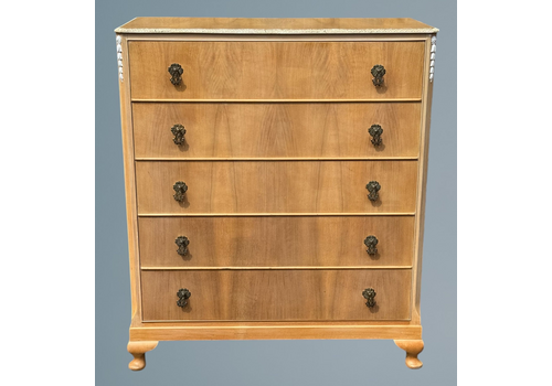 Limed Walnut Queen Anne Style Chest Of Drawers
