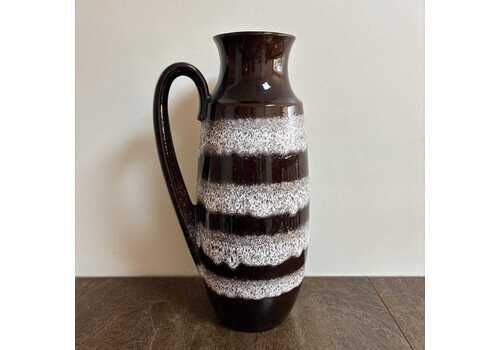 West German Pottery Vase – Scheurich 426 47 – Fat Lava Style – Brown & White Glaze – 47cm Vintage Ceramic Jug With Handle