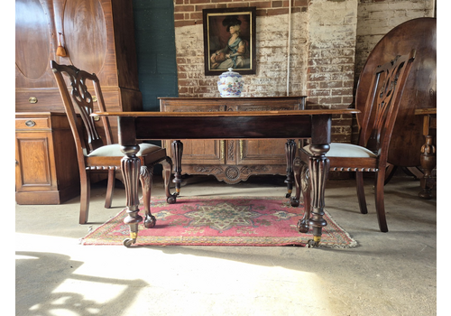 Sublime Mid Victorian Round Cornered Extending Mahogany Dining Table Fluted Legs