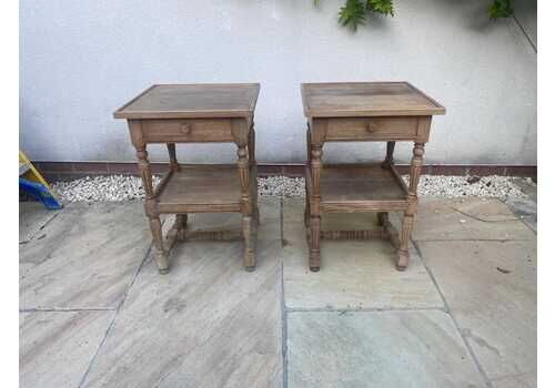 Pair Of Antique Oak Bedside Tables Chests Lamp Stands Side Tables