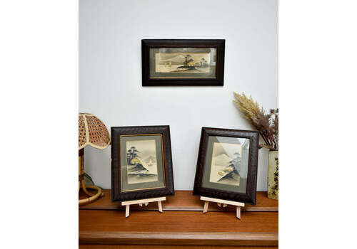 Antique Victorian Oriental Painting Trio Set (X3)