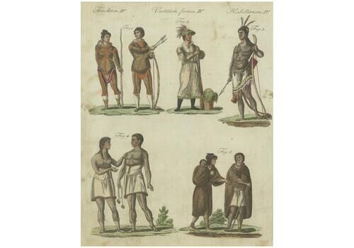 Antique Print Of Natives Of America By Bertuch, Circa 1800