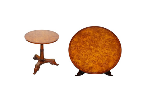 Stunning Fully Restored French Empire Style Burr Walnut Side Wine Lamp End Table