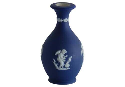 Wedgwood Jasperware Small Vase Classical Putti Figures Fully Marked, 19thc