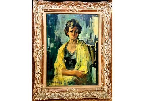 Pere Modesto Luis Creixamsecole De Paris, Post Impressionist Portrait Of A Fashionable Young Woman1950s