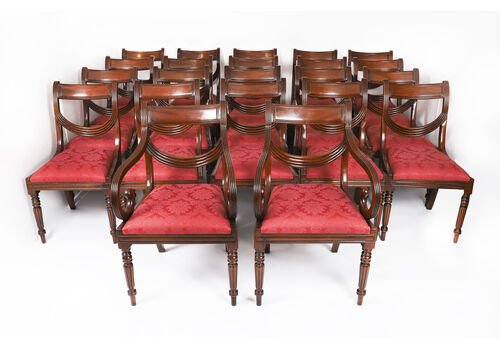 Set 22 Regency Revival Swag Back Dining Chairs 20th Century