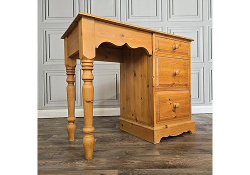 Vintage Solid Wooden Pine Pedestal Writing Office Desk Drawers Dressing Table