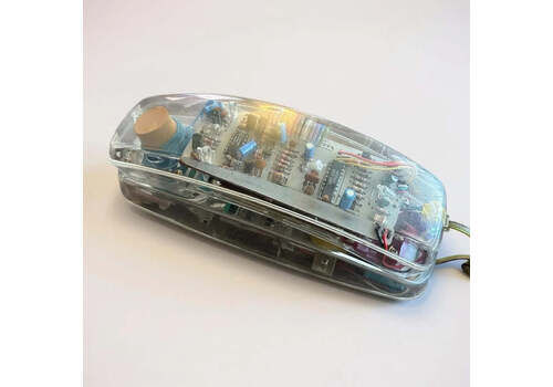 Vintage 1980s Clear Light Up Telephone – Transparent Corded Landline Phone – Retro Neon Tech Decor