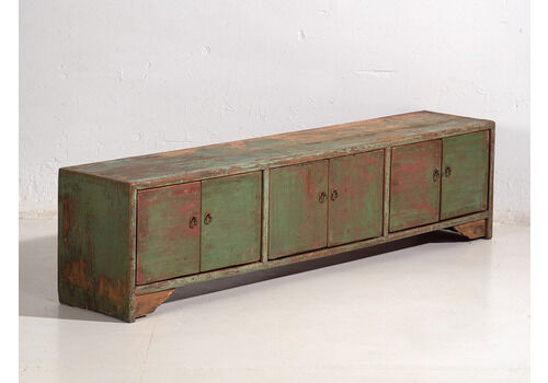 Antique Tv Cabinet With Green And Red Patina (C.1900)