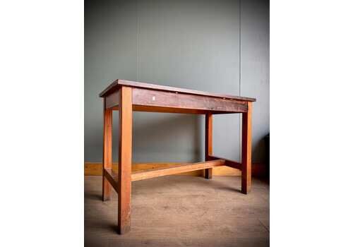 Vintage School Lab Bench Iroko Top Beech Frame Kitchen Island Prep Table Desk