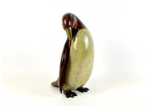 Vintage Carved Wooden Penguin Statue, 1970s