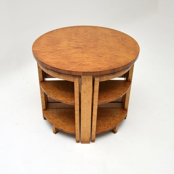 Art Deco Birds Eye Maple Nesting Coffee Table photo for sale