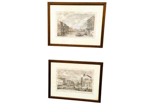 Views Of Venice, Pair Of Framed Engravings, 19th Century