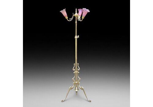 Early 20thc Art Nouveau Adjustable Brass Standard