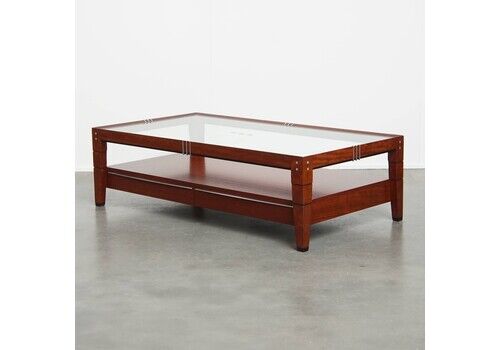 Beautiful Art Deco Coffee Table With A Glass Top And 4 Drawers