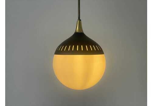 Black Metal And Glass Pendant Lamp, In Style Of Stilnovo, 1960s, Italy