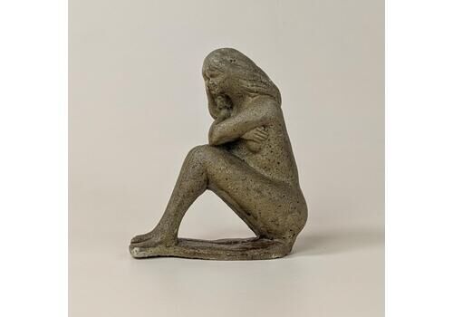 Vintage Nude Female Sculpture Art Rustic Home Decor Stone Finish Statue 1950s