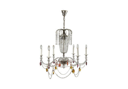 Antique Chandelier 6 Lights Glass Italy XX Century