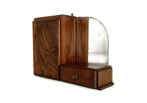 Gorgeous Antique Art Deco Medicine Apothecary Cabinet Beveled Glass Mirror Bathr