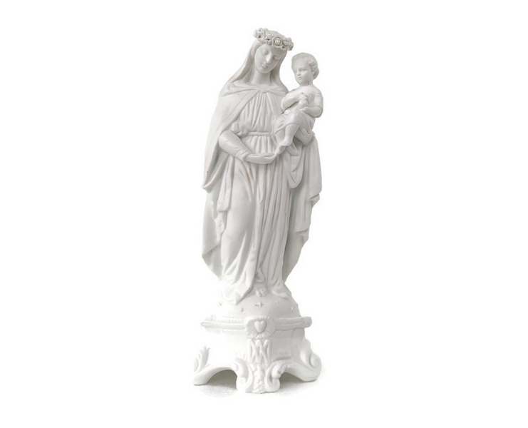 French Antique 1900 Bisque Statue Virgin Mary Our Lady Infant Jesus ...