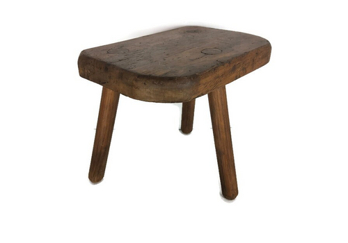Vintage Milking Stool Pedestal Plant Stand Side Table Farmhouse Barn Style Tripo