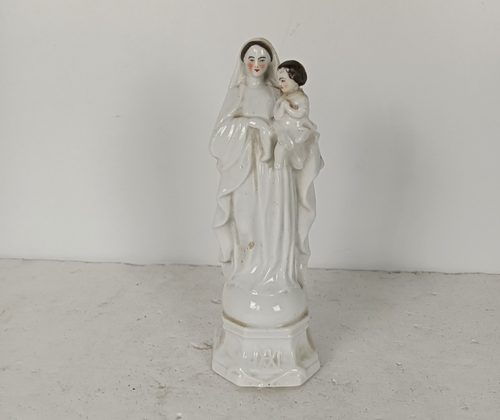 Antique 1900 Vieux Paris Porcelain Bisque Statue Virgin Mary Madonna ...