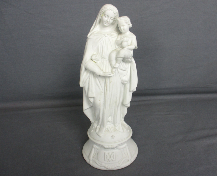 French Antique 1900 Bisque Statue Virgin Mary Our Lady Madonna Infant ...