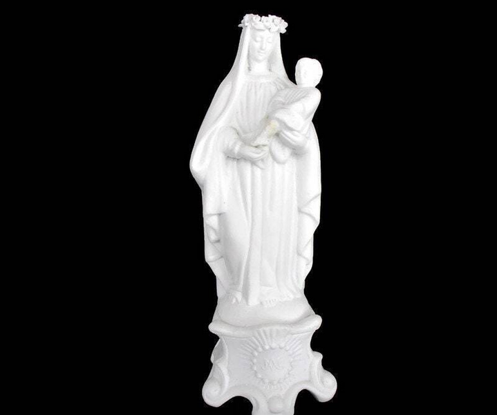 Antique Bisque Porcelain Statue Virgin Our Lady Mary Madonna With ...