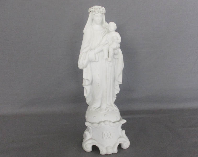 Antique Bisque Porcelain Statue Virgin Our Lady Mary Madonna With ...