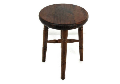 Vintage Hand Carved Wood Milking Stool Crutch Pedestal Table Farmhouse Barn Coun